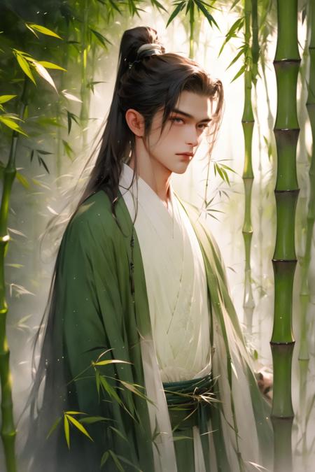 02580-2328901932-masterpiece, best quality, 8k, cinematic light, ultra high res, chinese painting, 1boy, male focus, bamboo forest, long hair, na.png